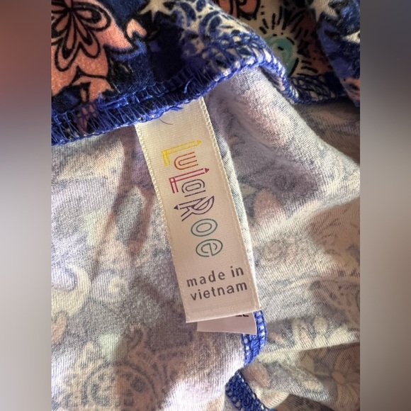 LuLaRoe OS Leggings Floral Purple Teal one size elastic waist - Picture 14 of 16